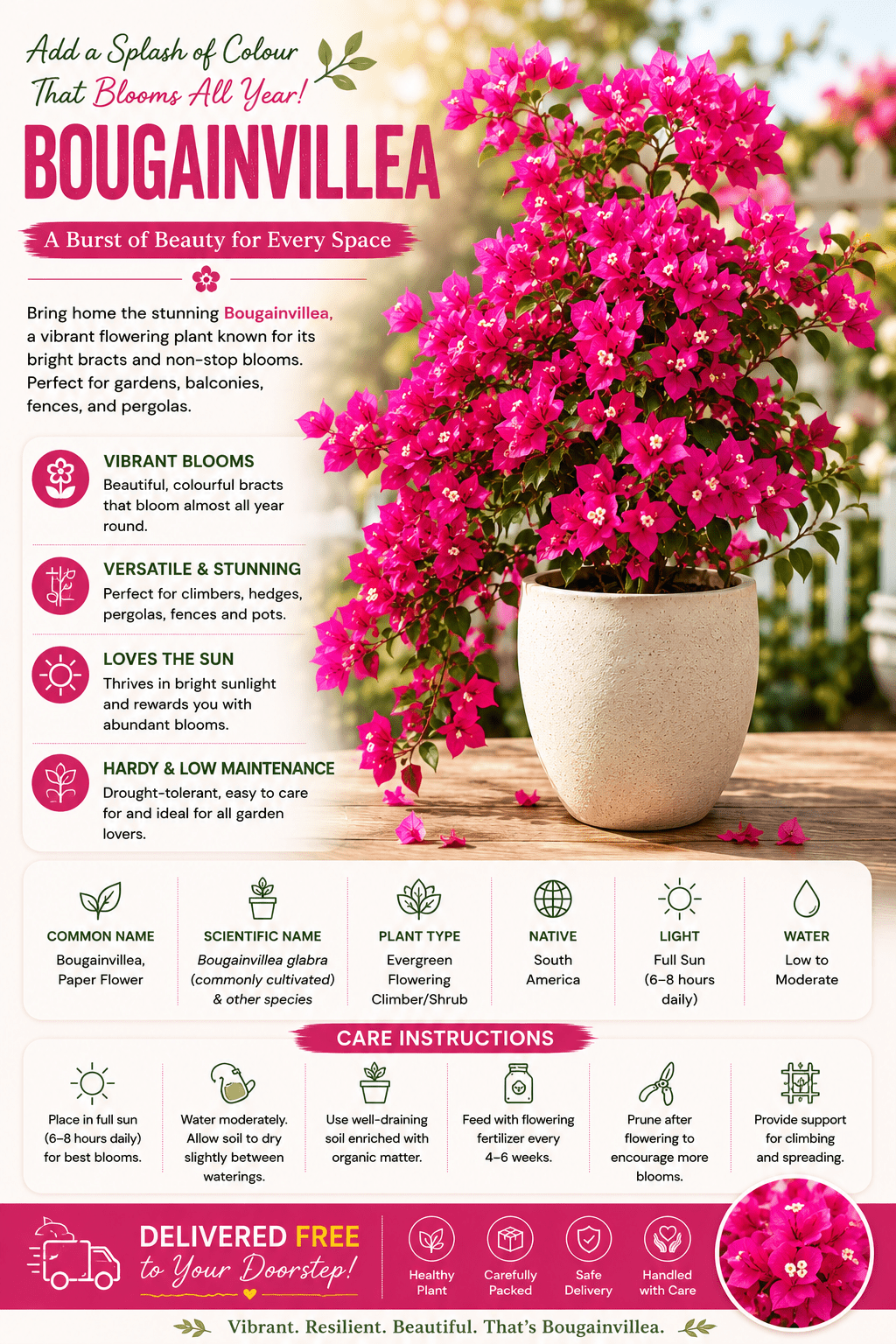 Bougainvillea Plant (Paper Flower) - Roots of India- House No 205, Phase VI H Block, Aaya Nagar, New Delhi 110047