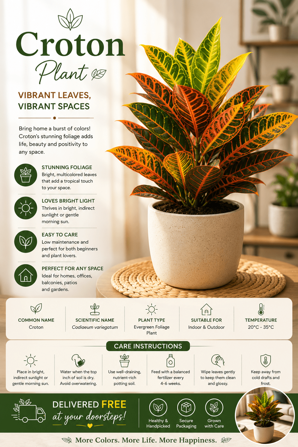 Croton Plant - Roots of India- House No 205, Phase VI H Block, Aaya Nagar, New Delhi 110047