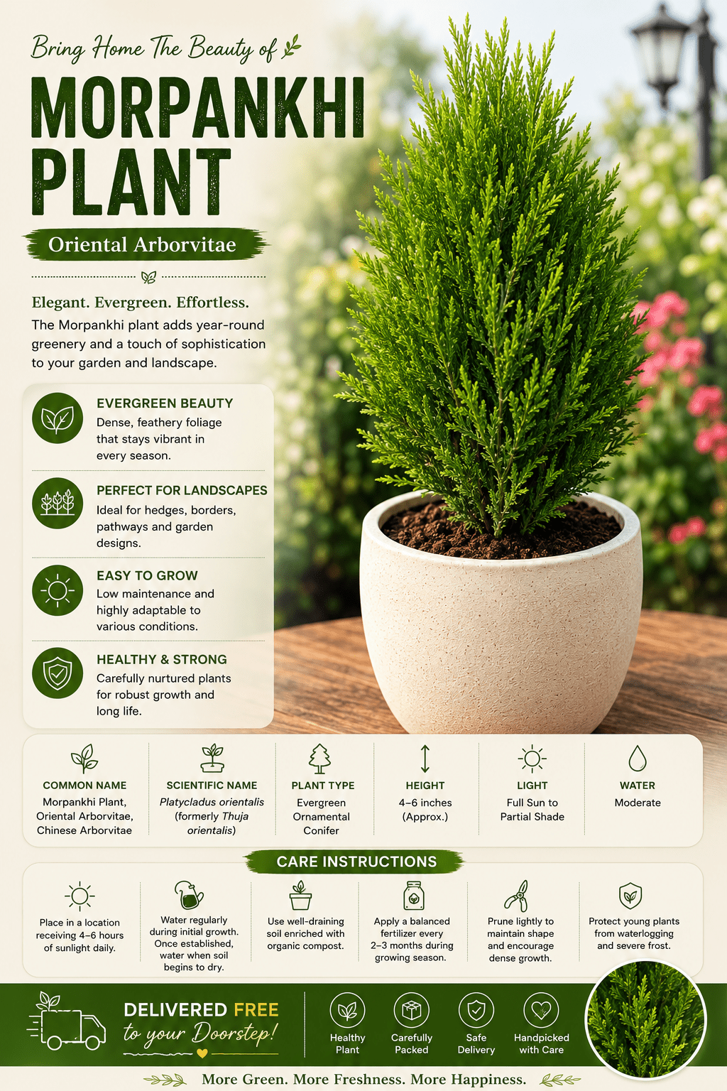 Morpankhi Plant (Oriental Arborvitae) - Roots of India- House No 205, Phase VI H Block, Aaya Nagar, New Delhi 110047