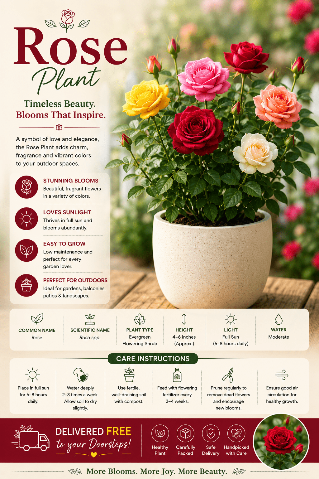 Rose Plant - Roots of India- House No 205, Phase VI H Block, Aaya Nagar, New Delhi 110047